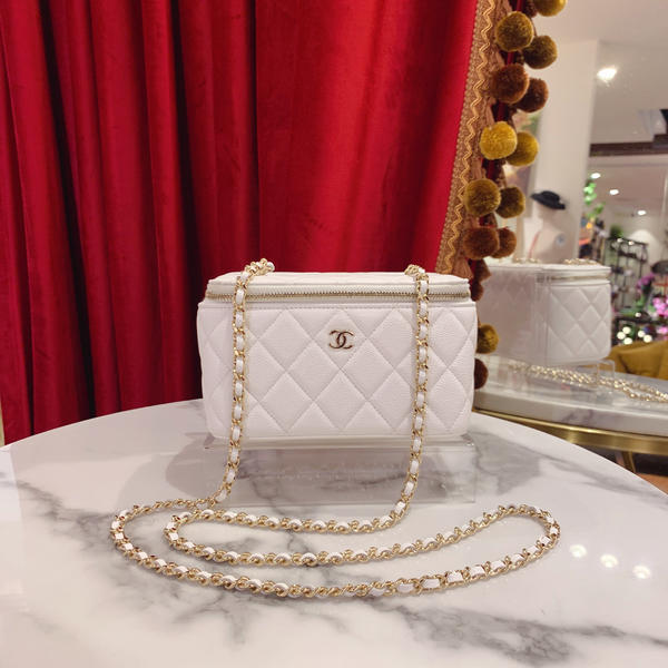 95新 Chanel/香奈儿 长盒子白金荔枝牛皮芯片款/单肩包/10616908