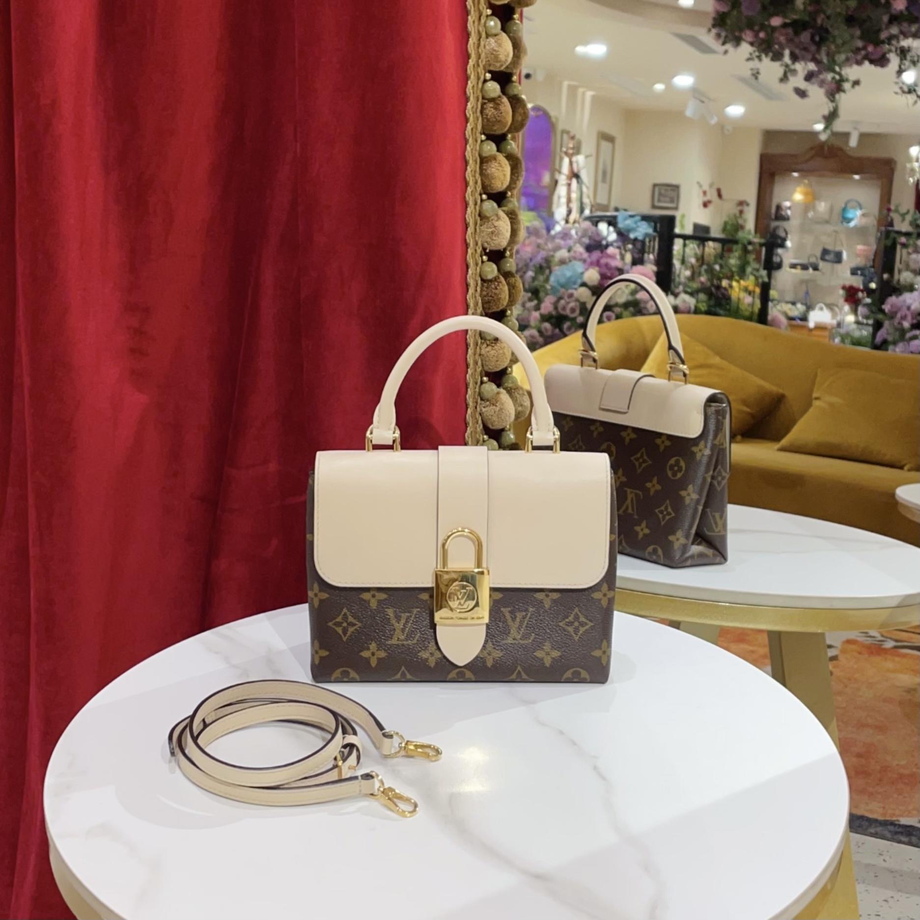 95新 LouisVuitton/路易威登 拆单GGSlocky bb锁头包米色76113254