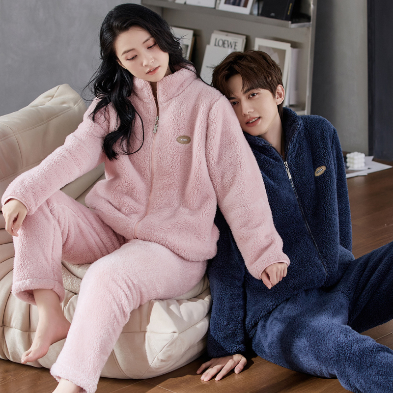芬腾情侣套装珊瑚绒睡衣爆款冬季加厚保暖加绒新款家居服(单套)