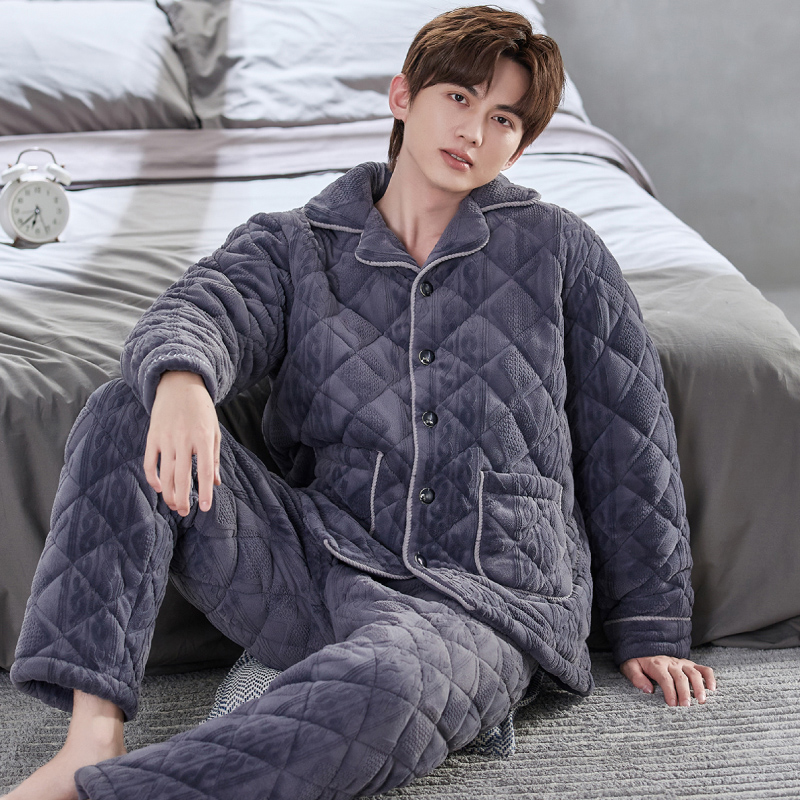 芬腾睡衣【穿到零下10度】男冬季夹棉珊瑚绒男生睡衣冬季加厚加绒