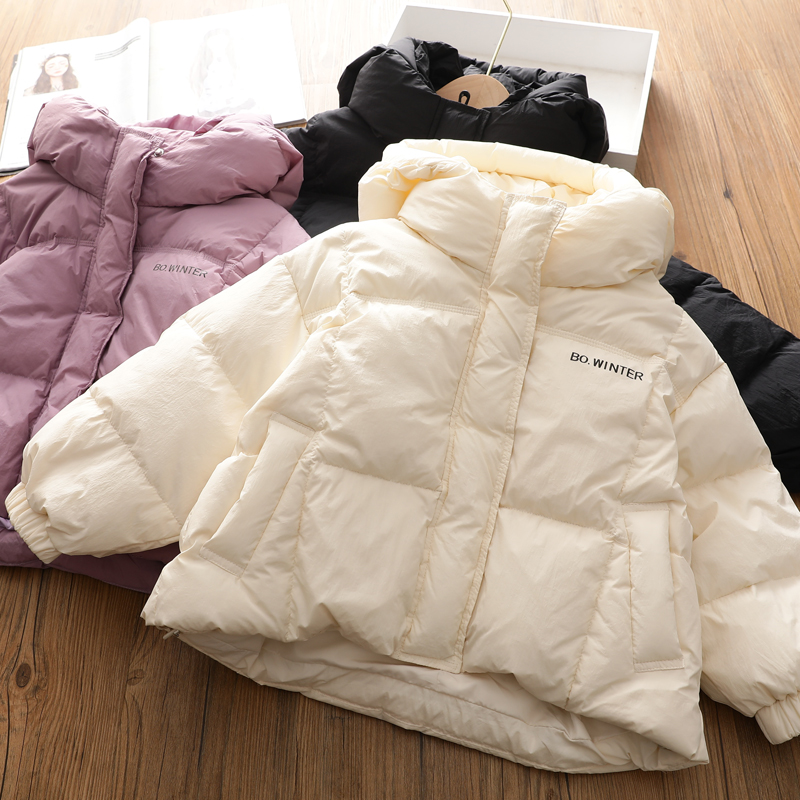 杜邦三防女童90白鸭绒连帽羽绒服儿童加厚保暖面包服洋气冬装外套