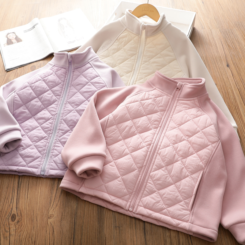 女童冬季加厚加绒立领外套 韩版洋气百搭休闲运动棒球服上衣