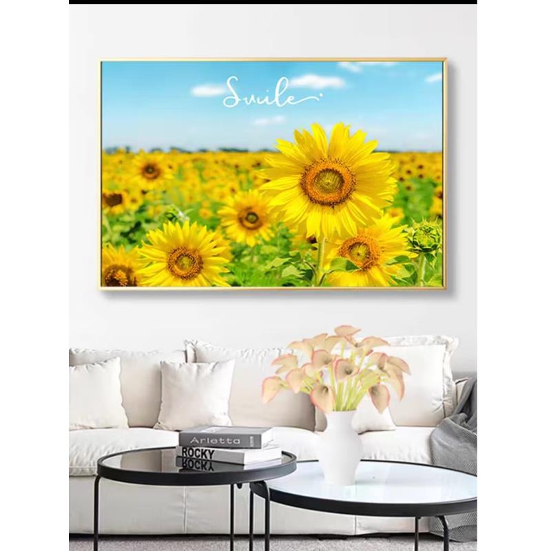 横板沙发背景【向日葵】803镶钻墙挂画装饰画60*40福利款