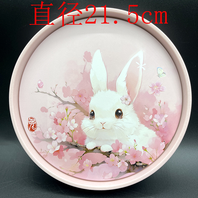 陶瓷樱粉萌萌兔茶盘   牛油果绿吸水干泡盘茶盘