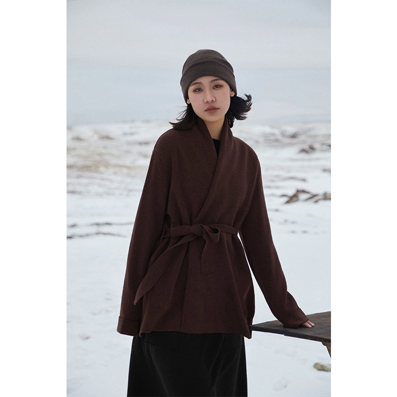 Say Ya【幻】2023私服系列山羊绒外套 系带 经典青果领 加密短款