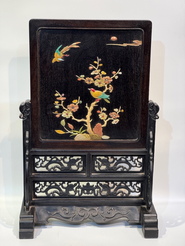 典藏 京城木器【砚屏】文房雅玩精品摆件 百宝嵌