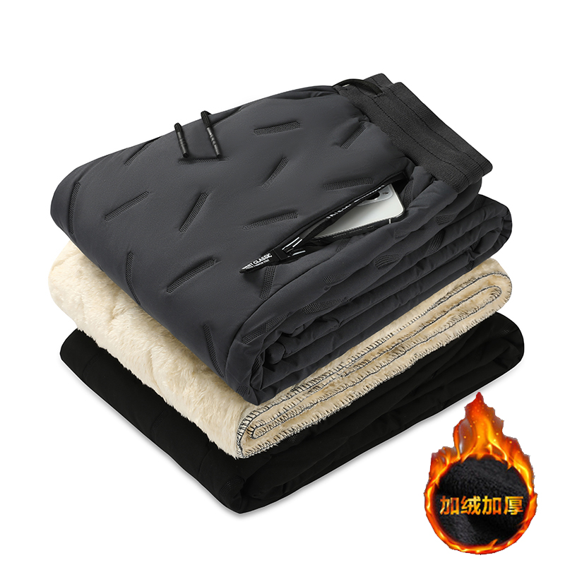 大码男装冬季棉裤保暖裤加大裤子加绒加厚休闲羊羔绒防寒登山裤