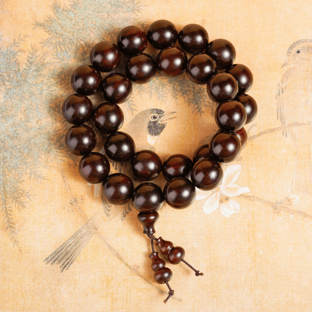 【重器款】1.5*27双圈手持细金星天然野老料印度小叶紫檀文玩手串