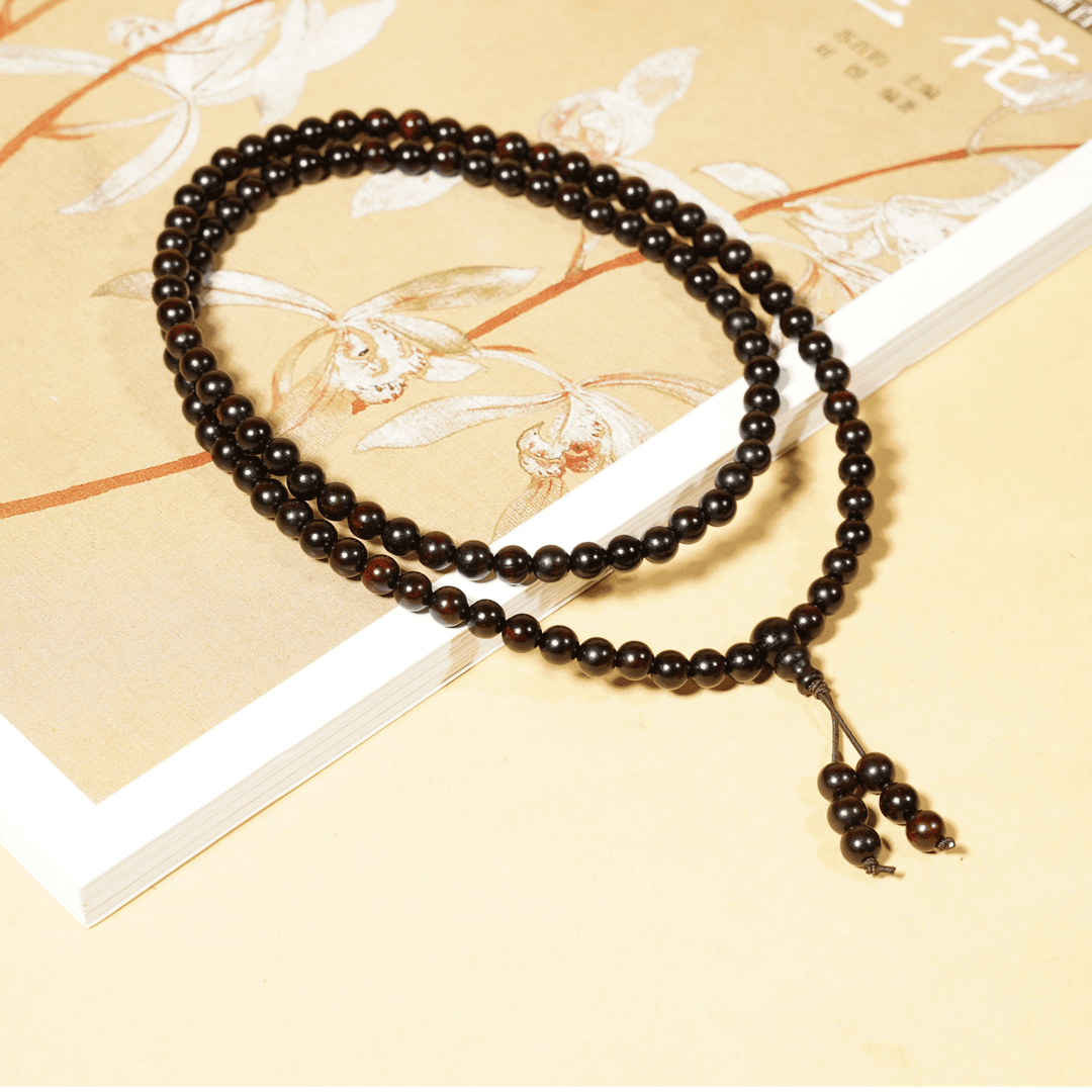 【轻奢款】0.6*108多圈多金星天然野老料正宗印度小叶紫檀文玩手串