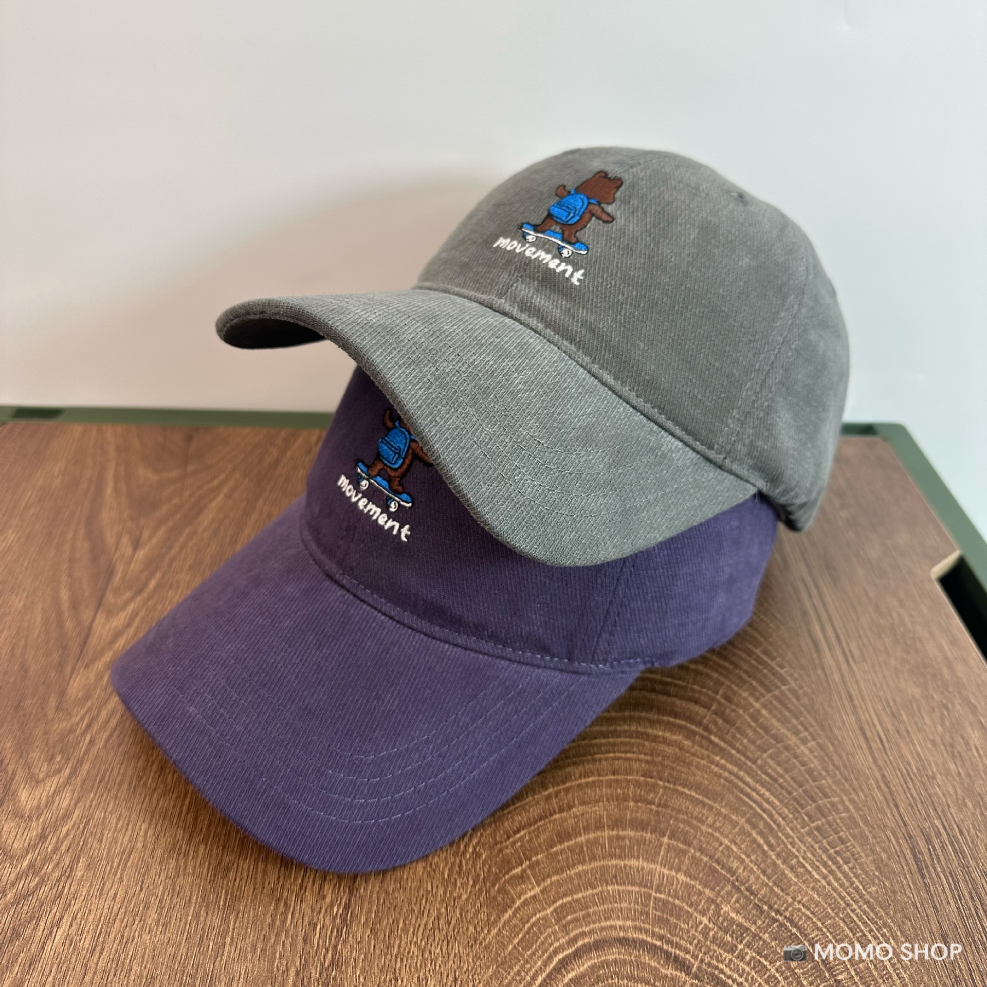 韩版卡通滑板小熊刺绣棒球帽女百搭遮阳大头围显脸小磨毛鸭舌帽子