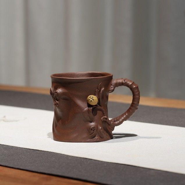 紫砂杯 王建兵 琵琶杯 紫泥主人杯