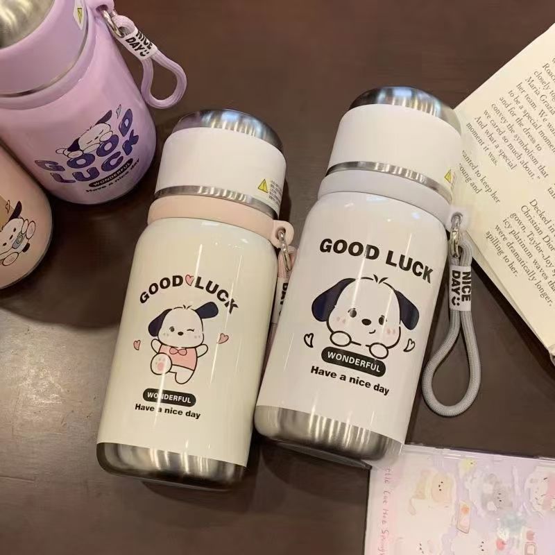 卡通狗狗创意保温杯高颜值学生简约上学便携式生日礼物便携水杯子