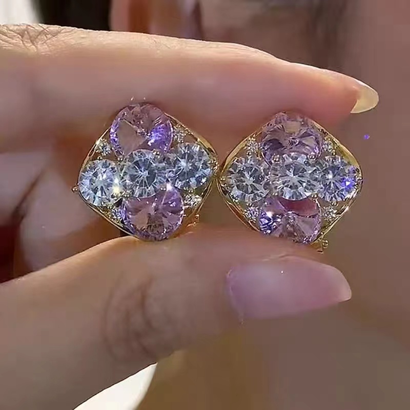 铜合金耳饰 复古卫星方形蚊香盘耳夹无耳洞耳饰轻奢高级感春夏