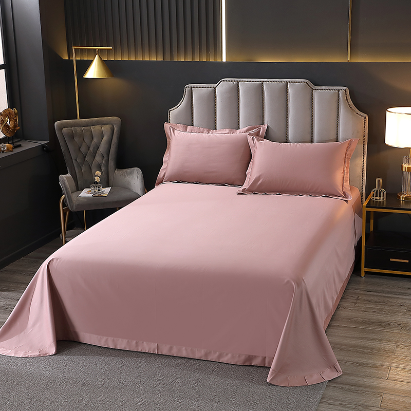 仟色锦【纯色床单】全棉床单长绒棉贡缎100纯棉床单圆角贴边床单