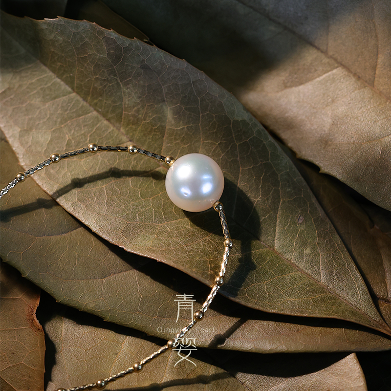 天然海水澳白珍珠手链11-12mm干枯澳白18K金强光满天星多样性发一