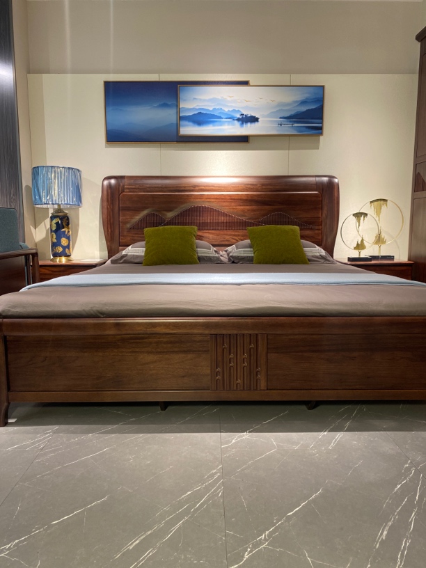 木床轻奢简约大床双人床储物婚床衣柜禅意古典实木家具主卧室高箱