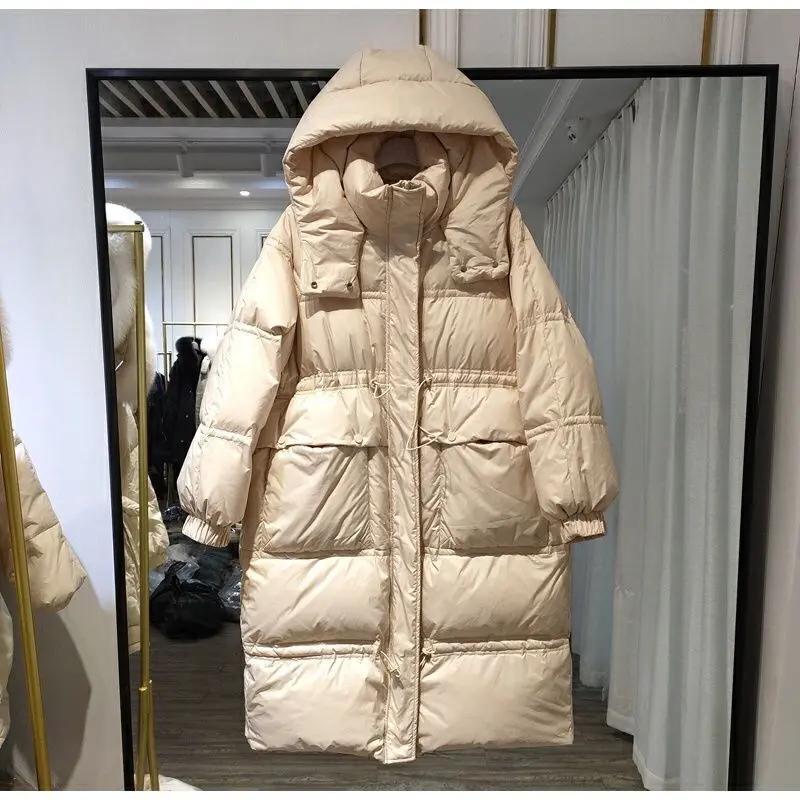 羽绒服白鸭绒女中长款2023新款收腰韩版加厚100-150