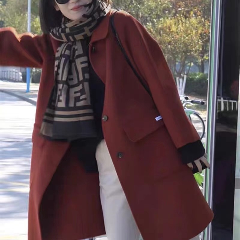 徐大可家2022秋冬款单排扣大兜口袋中长款韩版外套