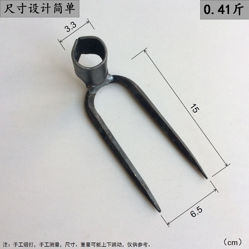 园林农用铁耙子锻打加固二齿锄头工具