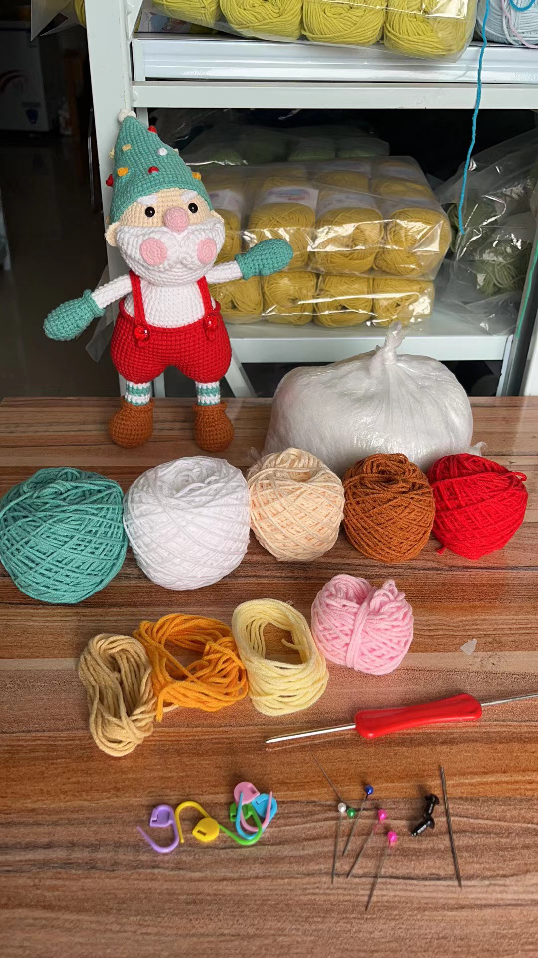 金钰手作雪妃尔线材圣诞老人材料包牛奶棉毛线(送视频教程)