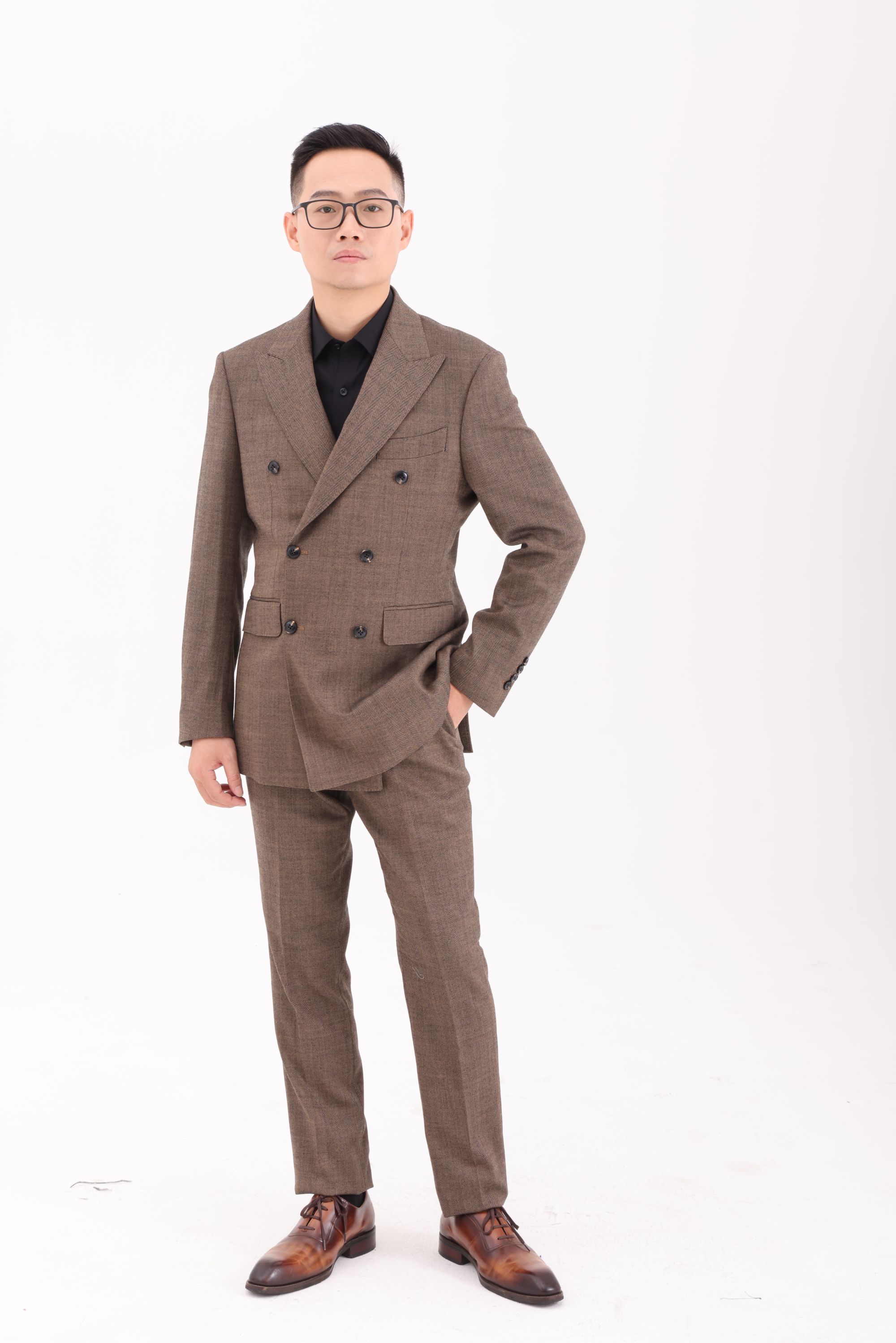 蓝色休闲职业套装男开衩男士修身西装8826