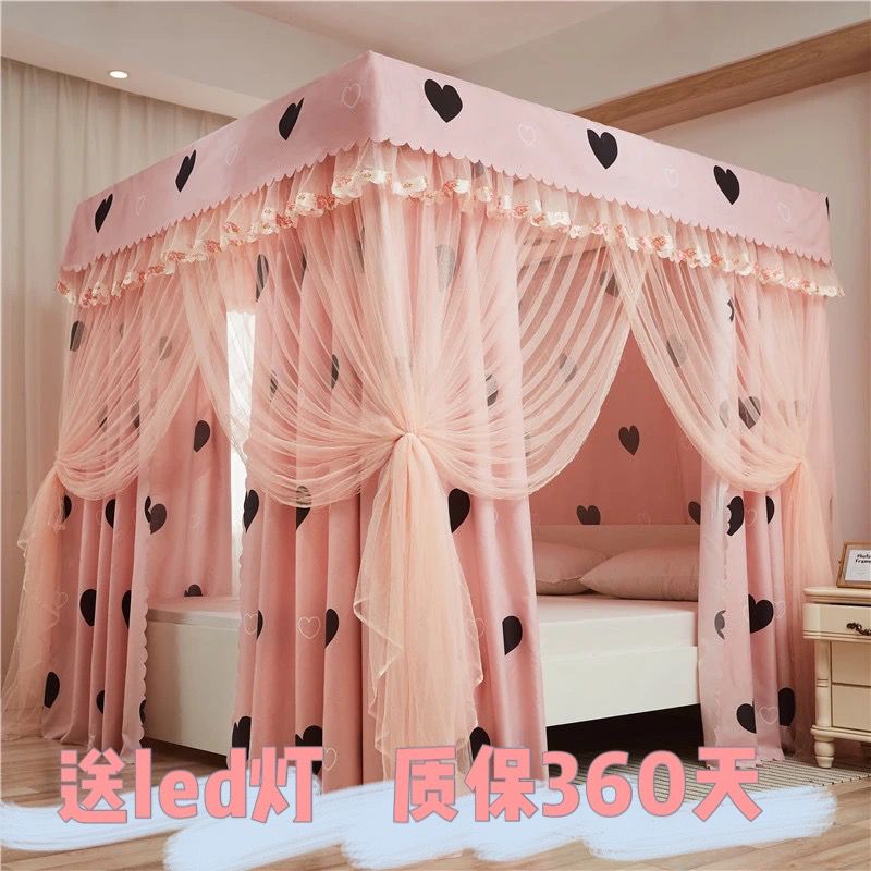 新款家用1.8床帘床幔一体式公主风宫廷卧室落地蚊帐1.5米遮光加厚