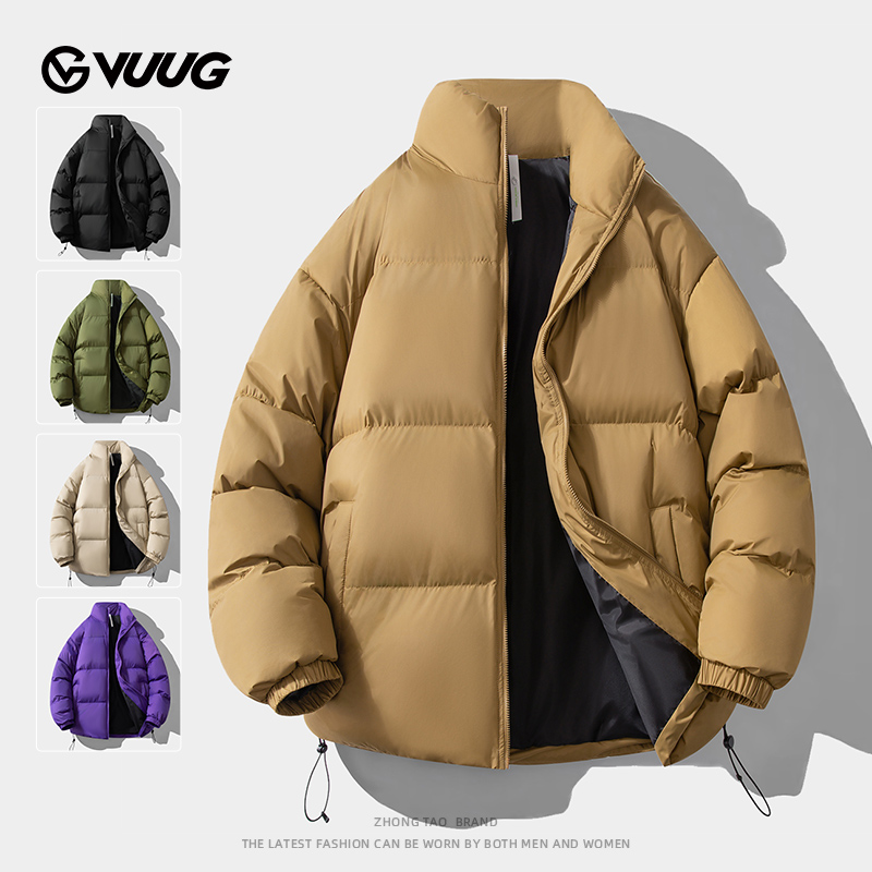 VUUG立领面包服秋冬季外套男加绒加厚潮牌百搭保暖冬装男士棉衣服