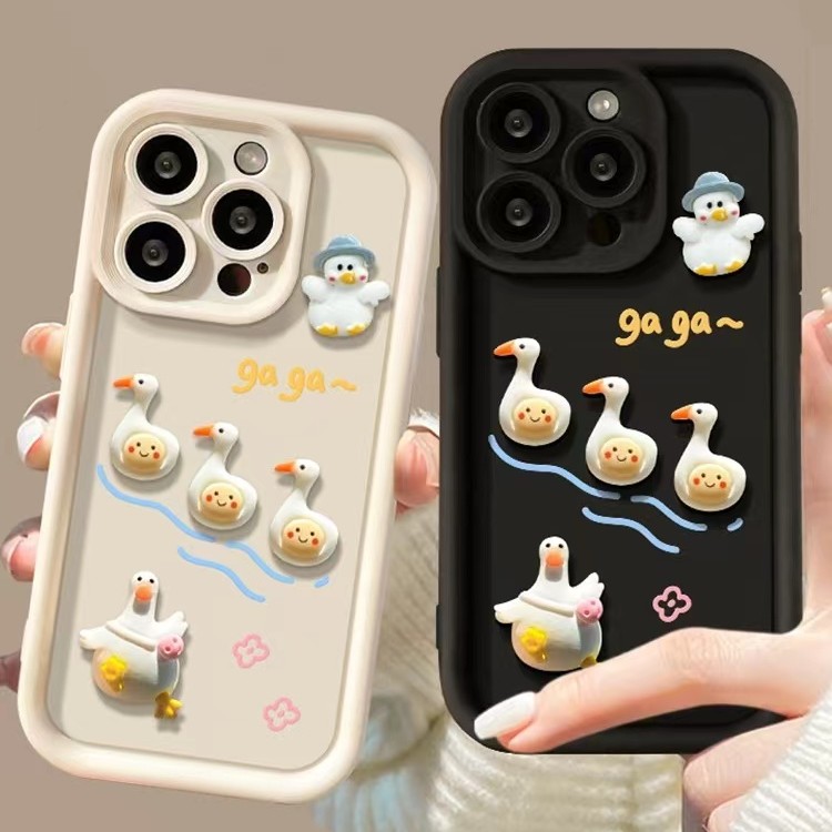【苹果/华为/OPPO/VIVO/小米/荣耀】阶梯硅胶可爱鸭子公仔ins手机壳