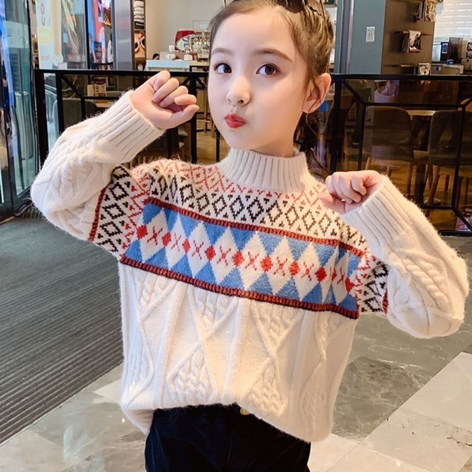 新品巴拉巴拉女童毛衣2023新款加绒加厚针织衫打底衫中大童套头上