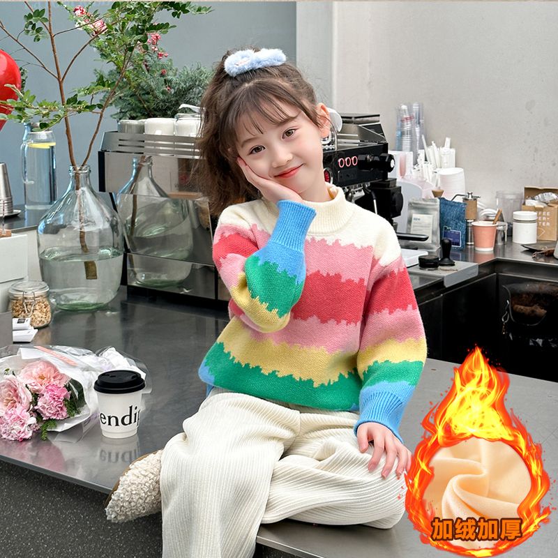 新品巴拉巴拉女童毛衣冬季2023新款儿童加厚打底衫女大童秋冬款加