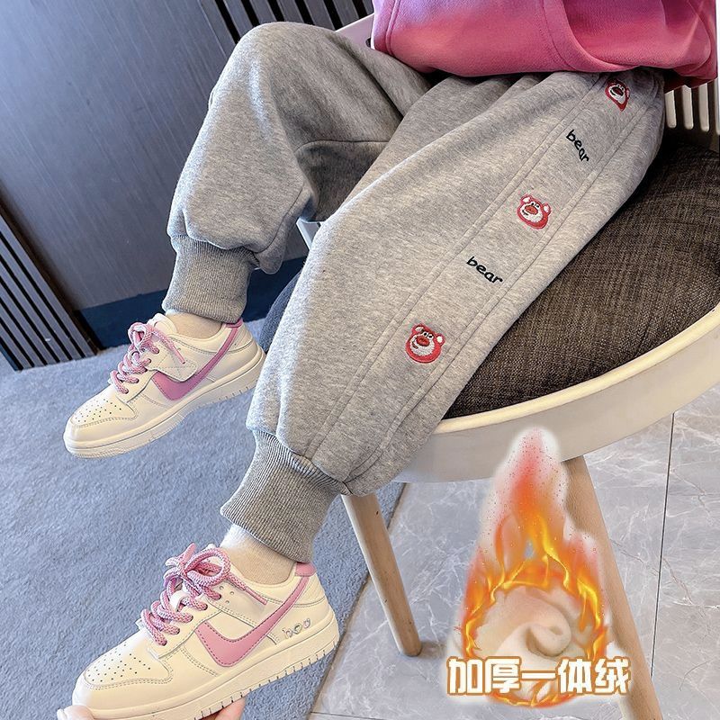 新品巴拉巴拉女童运动裤秋冬新款儿童加绒加厚外穿卫裤大中小童宽