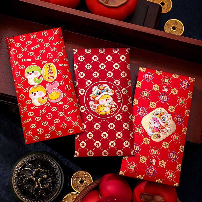 港式重奢红包袋2025蛇年卡通儿童压岁包春节送利是封长款定制logo