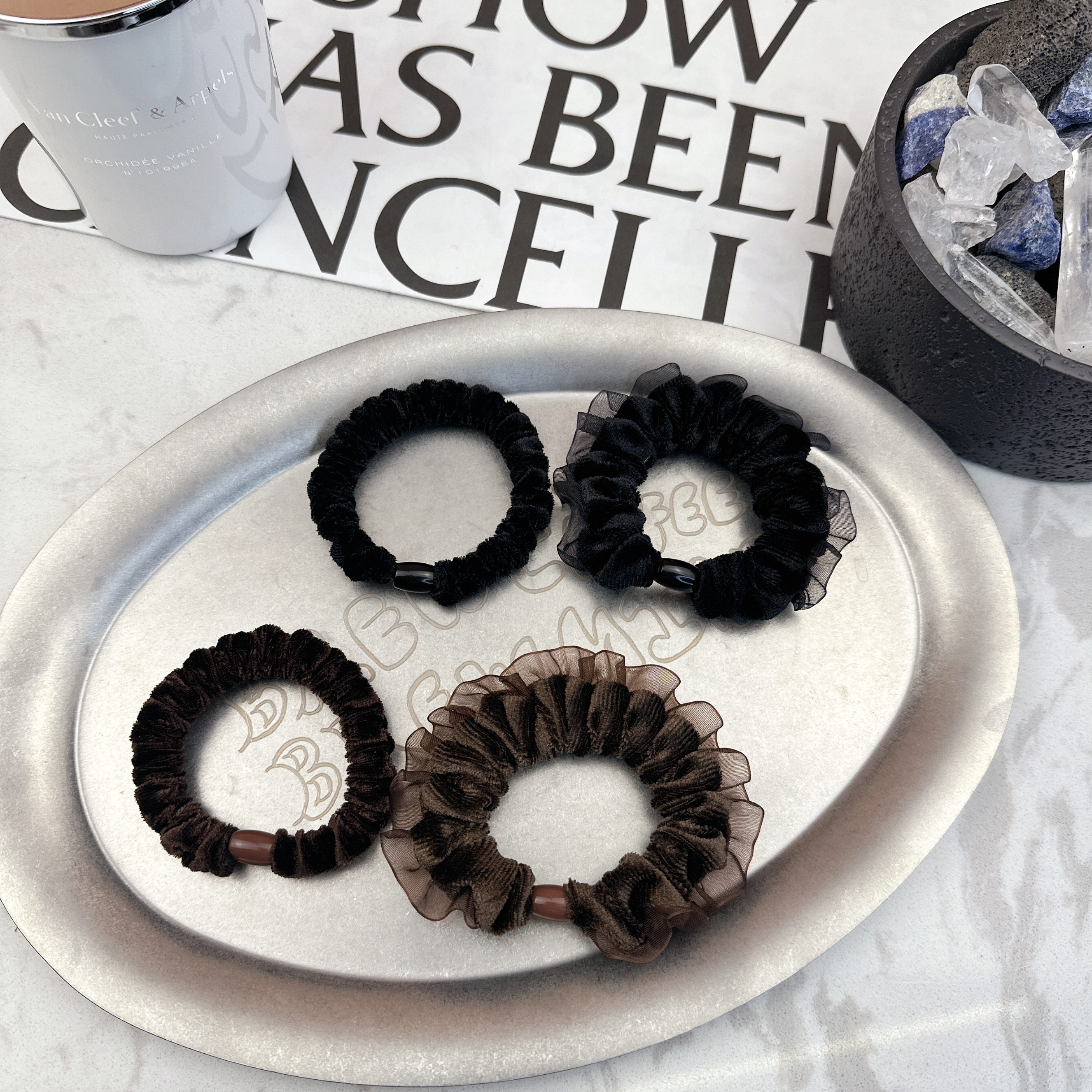 Mi33  蕾丝边褶皱小肠发圈发绳组合（两只一组）Q19054Q45