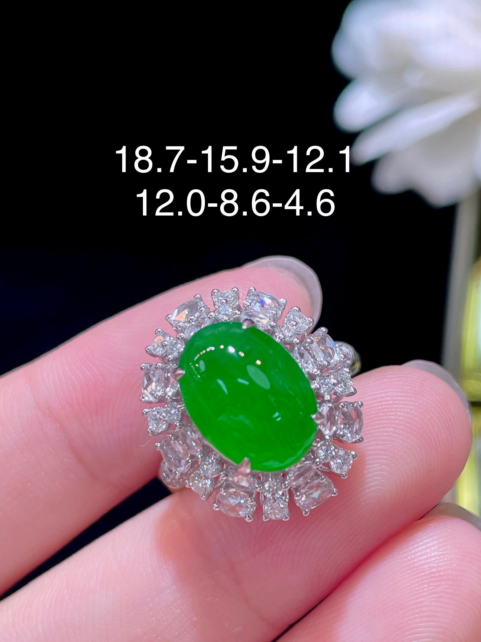 翠翠笙天然缅甸A货翡翠18k金南非真钻高冰正阳绿蛋面两用款可吊坠