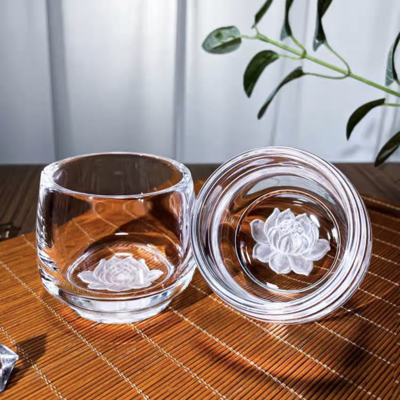 东海原矿工艺白水晶手工制作主人杯精雕莲花杯家用主人杯