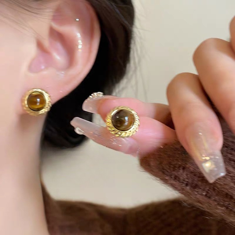 铜合金耳饰 A045 美拉德耳钉女款秋冬复古港风气质耳饰小众设计感