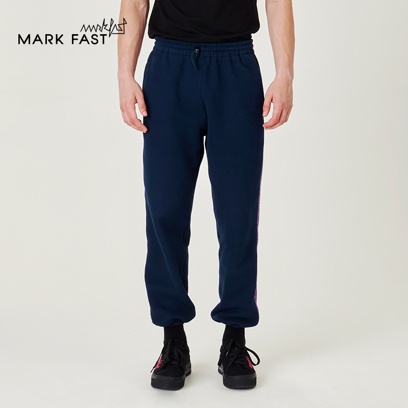 MARKFAST设计师品牌徽标抓绒束脚休闲卫裤情侣款秋季M1CFU52661