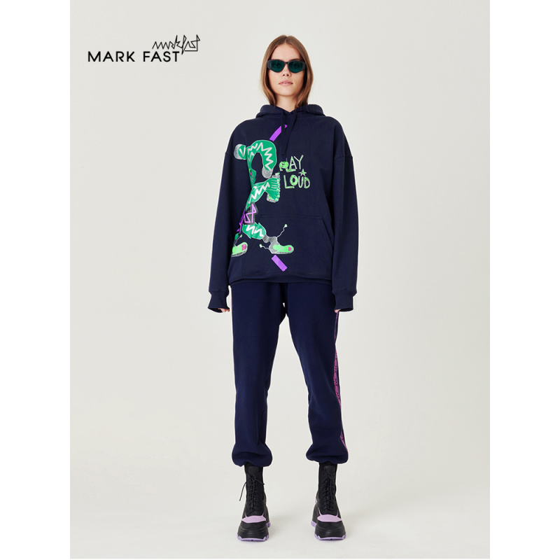 MARKFAST秀场同款设计师品牌涂鸦连帽卫衣情侣款M1CGU25510