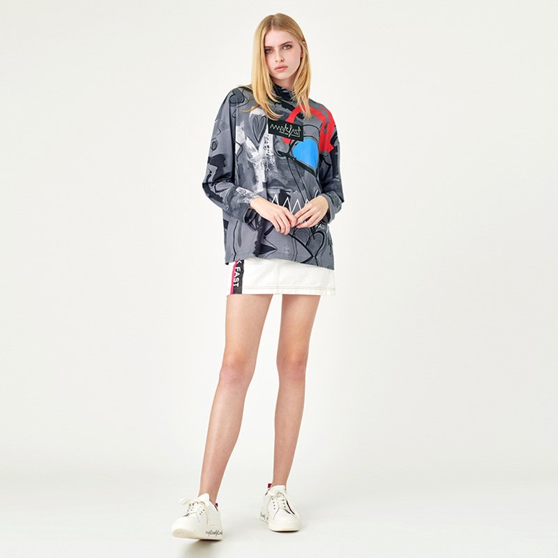 MARKFAST设计师品牌秋冬新款T恤M1CAW22190百搭满印长袖