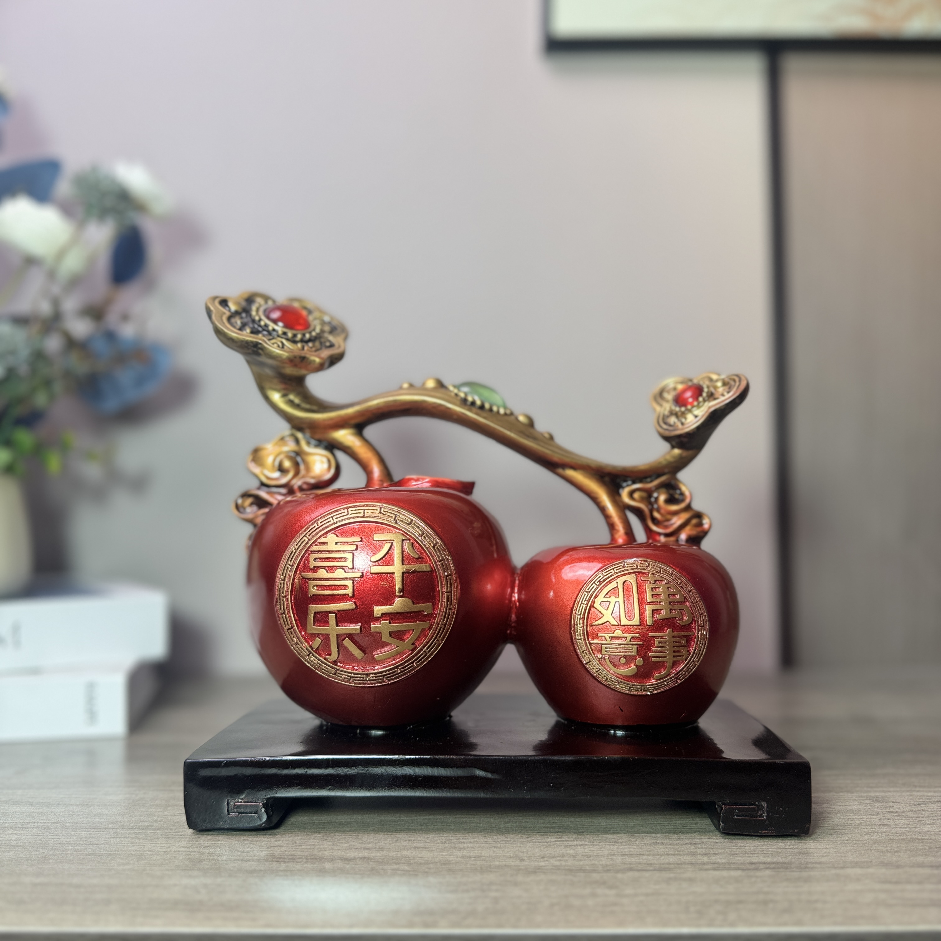 平安喜乐苹果摆件新居乔迁之喜礼品客厅玄关电视酒柜新中式装饰品