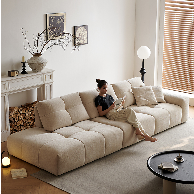 像素沙发客厅佛山龙江厂家直销L型转角雪尼尔蒙特豆腐块沙发