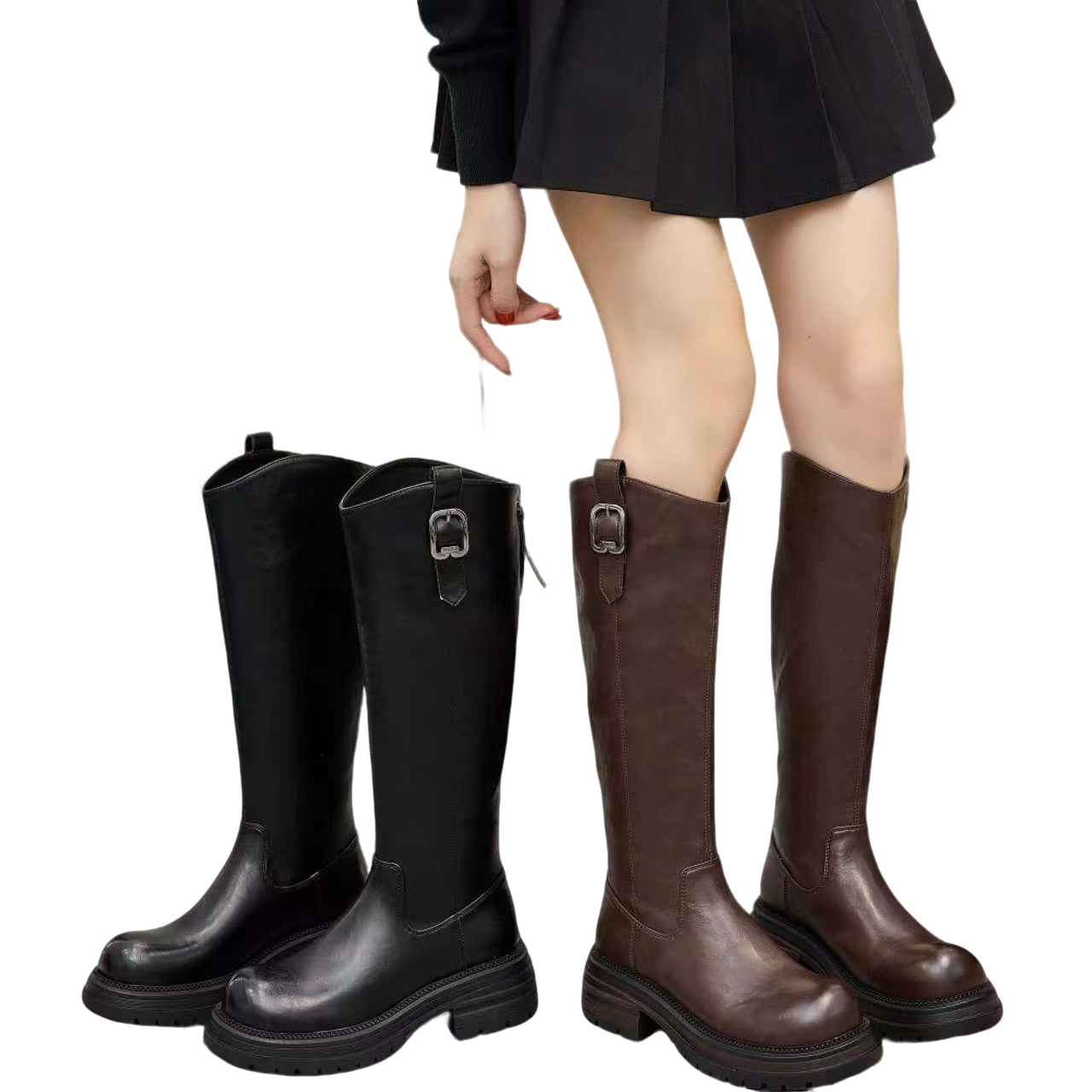 增高2024冬季新款骑士靴显瘦高筒保暖女鞋