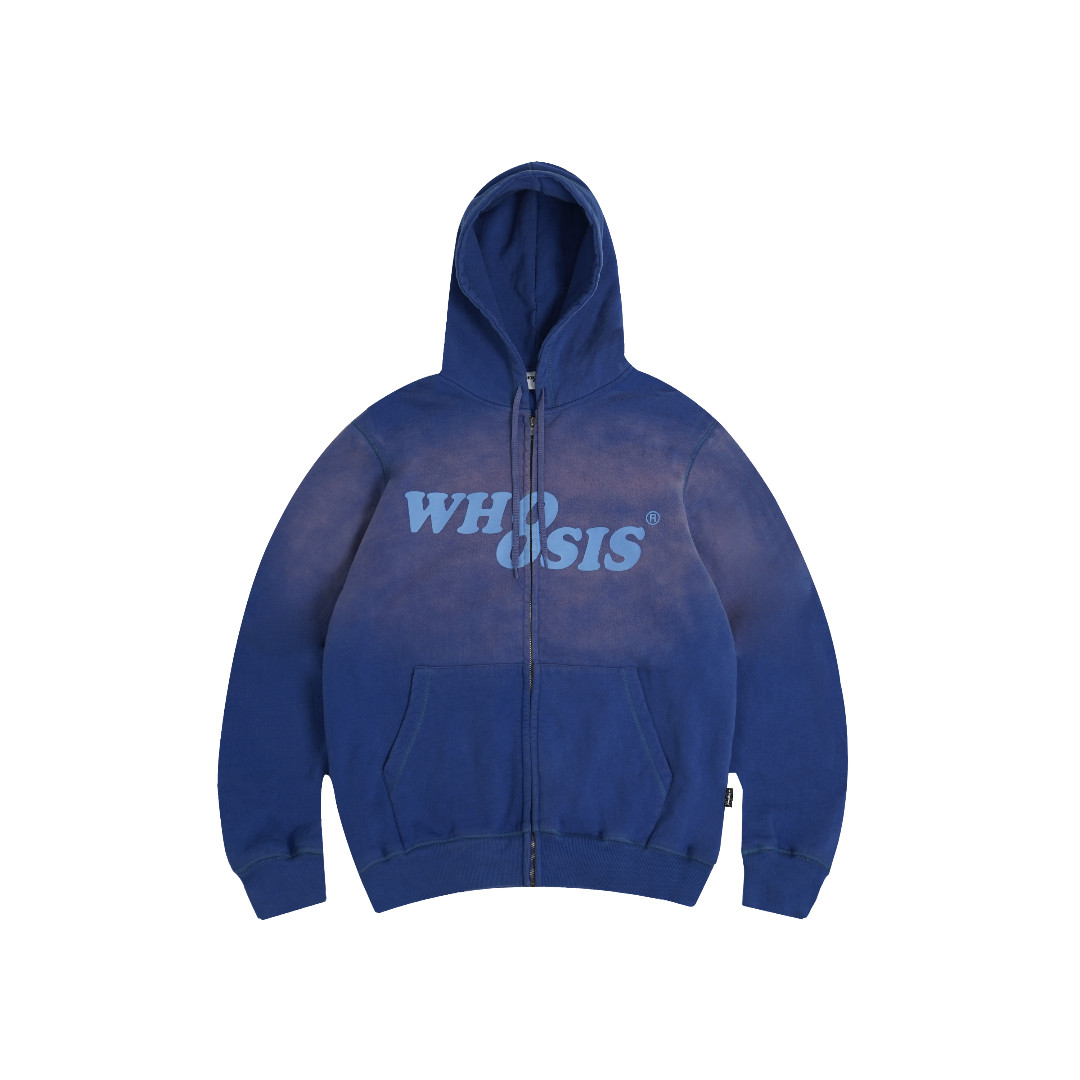 WHOOSIS（不知其名）印章水洗拉链帽衫卫衣潮牌外套连帽宽松休闲