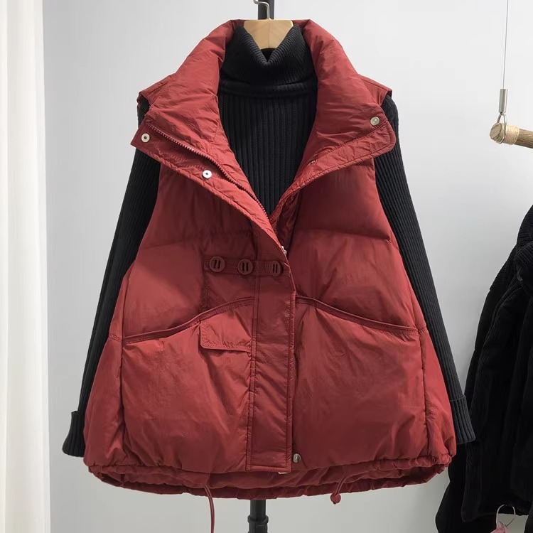 2025冬新款羽绒服马甲女短款时尚洋气韩版立领白鸭绒背心马夹外套