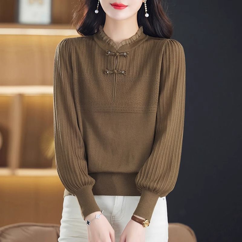 针织衫薄款打底针织上衣洋气中年妈妈秋装2023年新款女装秋冬毛衣