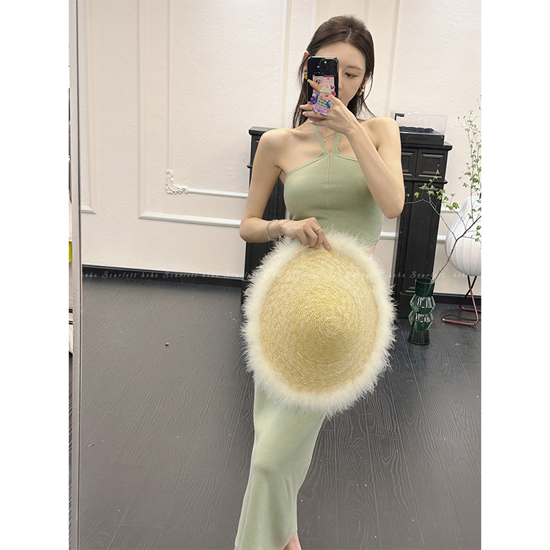 你的呵呵Scarlett 高级感名媛纯欲抹胸半身裙两件套度假风套装