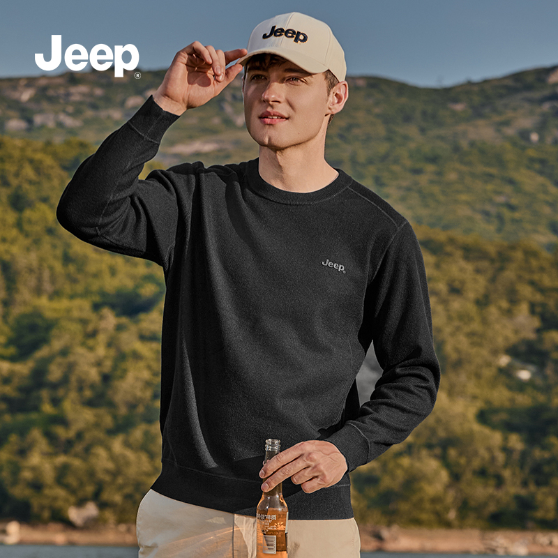 JEEP吉普男士保暖长袖舒适秋冬新款户外休闲百搭圆领毛衣新潮男装