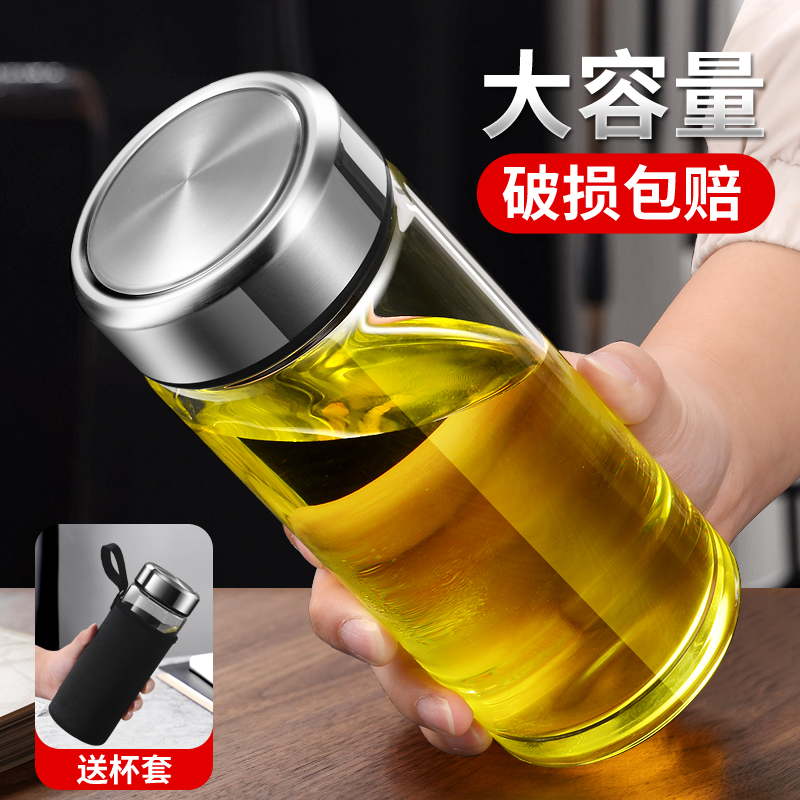 希诺商务单层玻璃杯超大容量水杯子加厚高档透明男士车载泡茶杯80
