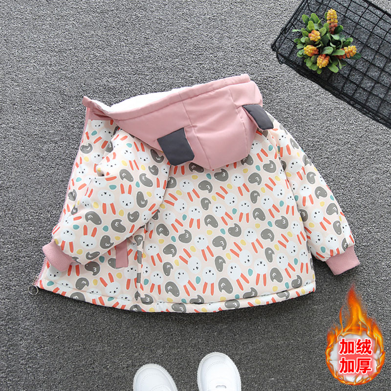女童冬季加绒派克服外套2023新款儿童时髦棉衣男宝宝秋冬洋气棉服
