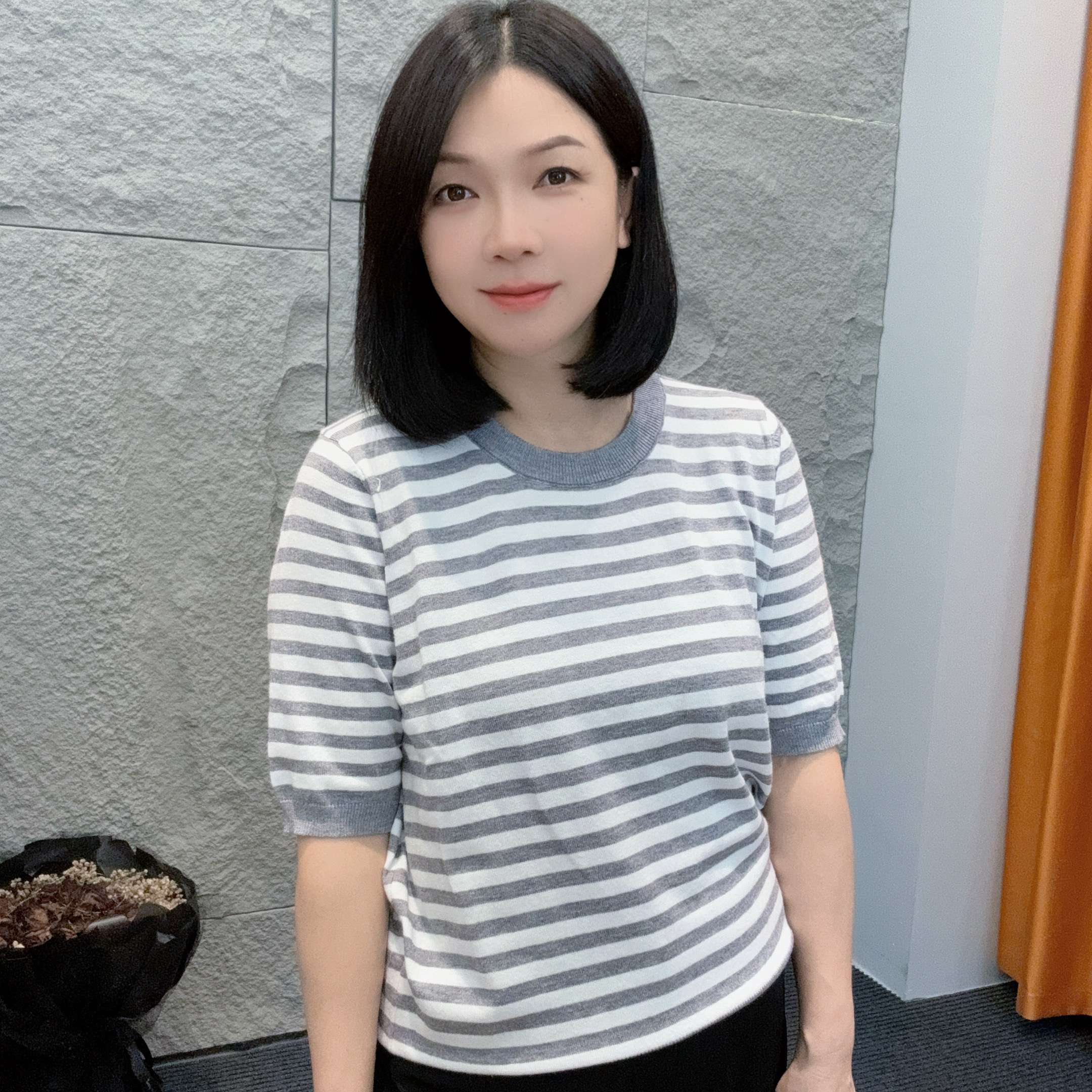 4548秋冬季中袖【大米家专属】拼色条纹设计感通勤休闲百搭知性上衣